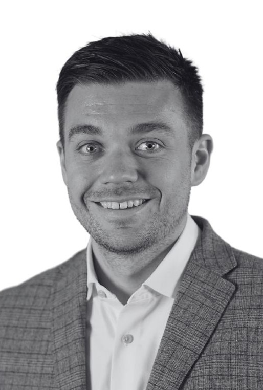 Black and white photo of Alistair Nicol