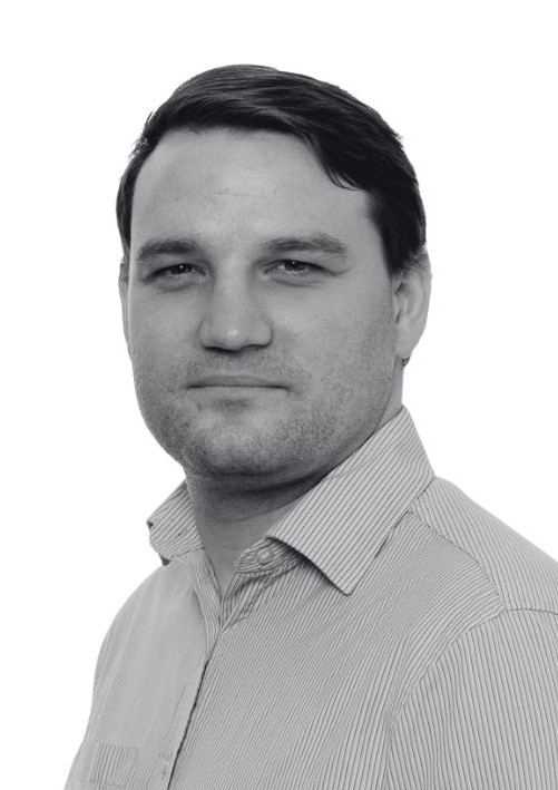 Black and white image of Aden Horwood